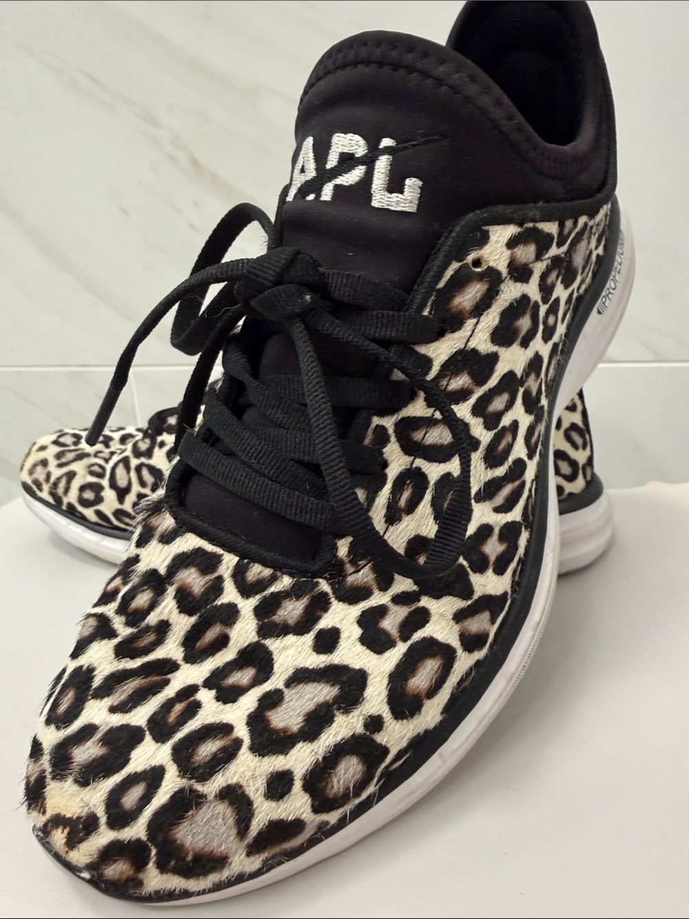 APL Women's Leopard Print Athletic Sneakers - Black, White, Tan